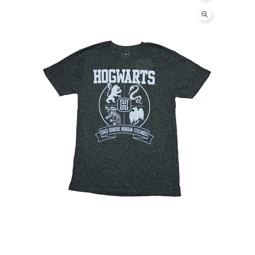 Hogwarts Grey/Black Heather Tshirt,  Size L Harry Potter